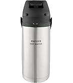 Pioneer 3,0 l roestvrijstalen airpot met hendel, lekvrije thermosfles voor warme en koude dranken, eenvoudige pompdispenser voor evenementen met waterlabel