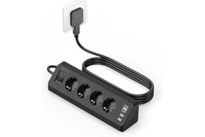 Listwa narożna z 4 gniazdami z USB C (PD 20 W), listwa zasilająca SUDEERY 8 w 1, 4 gniazda z USB i przełącznikiem, listwa zasilająca z ochroną przeciwprzepięciową, z kablem 2 m