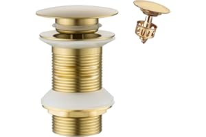 KAMANAN Bonde Pop Up En Laiton Universel Sans Trop-Plein Pour Lavabo - Doré