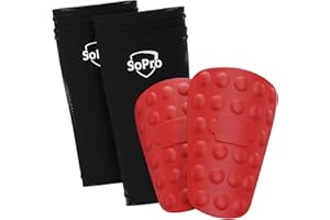 SoPro Protege Tibia Foot Enfant & Adulte INCL. Chaussettes - 158 x 110 x 5 mm - léger, Petit, antidérapant, sans Odeur & Fabriqué en Allemagne - Protège Tibia Foot Enfant & Adulte
