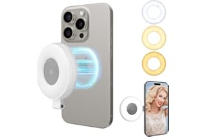 UTEBIT Magnetic Ring Light Mobile Phone Selfie Light for 10 Brightnesses and 3 Light Modes Video Light, 180° Foldable Agnetic Mobile Phone Light for MagSafe for Vlog, TikTok, YouTube