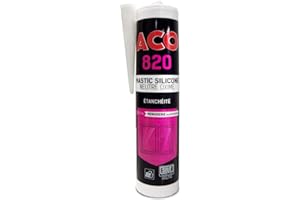 ACO POLYMER PRODUCTS ACO N820-000300A ACO820 Mastic Silicone Neutre Oxime, Special Etancheite Menuiserie, Blanc