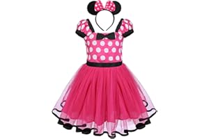 IBTOM CASTLE Toddler Girls Polka Dots Princess Party Fancy Costumes Wedding Christening Birthday Flower Tutu Dress up Baby Infant Kids Bowknot Dancing Leotard Carnival Gymnastic Cosplay Dresses Mouse Ear Headband