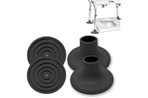 MESINURS Sicherheits-Ersatzfüße für Toilettenstühle, 1-1/8 Zoll Duschhocker und Transferbank, rutschfeste Matte für ältere und behinderte Menschen, schwarz, 4 Stück