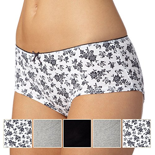 Debenhams Pack Of Five Grey, White And Black Plain And Sprig Printed Shorts 18