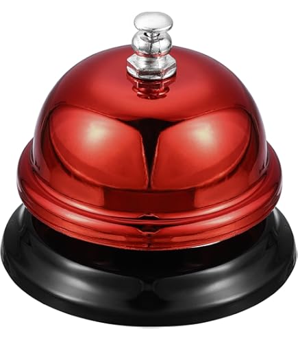 2 Stück Tischglocke Edelstahl – Rezeptionsklingel Rot-Weiß & Blau-Weiß Für Hotel, Bar & Zuhause