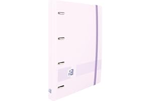 Oxford Live & Go, segregator A5 z 4 pierścieniami, tworzywo piankowe, zamknięcie gumowe, w zestawie wkład w kropki i arkusz naklejek, pastelowy fiolet