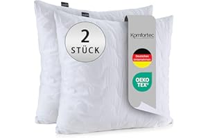 ‎KOMFORTEC Komfortec Kopfkissen 80x80 cm 2er Set, Höhenverstellbar Gesteppt Kissen, Oeko-TEX Zertifiziert, Allergiker geeignet