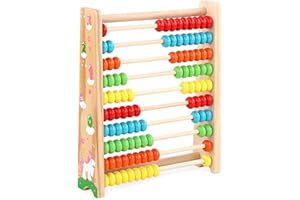 SUNSHINE SMILE Abakus,Holz Rechenschieber,Holzspielzeug Baby,Montessori Spielzeug,Mathematik mit 100 Holzperlen Kinderspielzeug Motorikspielzeug Lernspielzeug Geschenke für Kinder