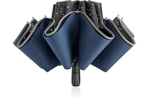 G4Free Duży, kompaktowy, odwrócony parasol podróżny z 12 żebrami, pełny podwójny dach z paskami odblaskowymi, automatyczne otwieranie i zamykanie ze wzmocnionymi żebrami, duży parasol golfowy