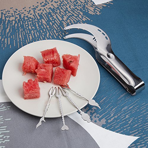 Obstmesser Melonenschneider mit 4 Obstgabeln Edelstahl FOXAS Watermelon Slicer - 3