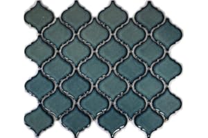 MOSANI Florentiner Retro Vintage Mosaik Fliese Keramik blau gesprenkelt glänzend Wand Bad Küche WC - MOS13-0408