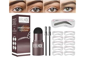KARLOR Zestaw farb do brwi, stempel do brwi, 2 kredki do brwi, 10 szablonów do brwi, puder do włosów, One Step Brow Stamp Shaping Kit (ciemnoszary)