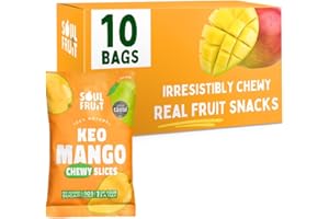Soul Fruit - Dried Mango – No Added Sugar – 100% Dried Fruit Snack - High in Fibre - Low Calorie Snacks - Healthy Snacks for Adults & Kids - Lunchbox snacks – Gluten Free 10 x 30g