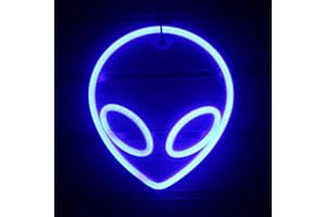 Nordstylee Alien Neon Segni a Led Alien Night Lights per il regalo dei bambini, festa di compleanno, Natale, gioco, ufficio, decorazione da parete per feste, regalo di colore blu