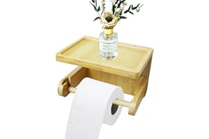 Beslands Porte Papier Toilette en Bois de Bambou Naturel, Support Papier Toilette pour dans Salle de Bains, Toilet