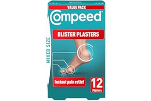 Compeed Blister Plasters Mixed Size 12 Pack - Hydrocolloid Foot Treatment - Heal Fast
