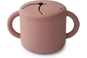 mushie Snackbecher Silikon | Kinder Brotdose für Unterwegs Auslaufsicher & Spülmaschinenfest | Sichere Hochwertige & Langlebige Erstausstattung Snackbox für Kleinkinder Jungs & Mädchen | Cloudy Mauve