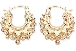 OLD ENGLISH JEWELLERS 9ct Yellow Gold on Silver Victorian Style Gypsy Creole Hoop Earrings - 15mm