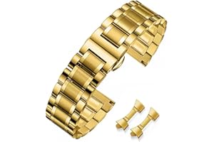 HEYOZURY Cinturini per Orologio in Metallo in Acciaio Inossidabile per Orologi con Estremità Dritta e Curva 16mm 18mm 19mm 20mm 22mm 24mm Cinturini di Ricambio in Braccialetti per Uomini Donne