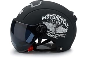 Ergocar Casco Abierto Clásico, Medio Casco con Visera Solar, Carcasa De 709abs Combinada con Una Capa Amortiguadora De Eps para Proporcionar Una Mejor Protección Al Conducir