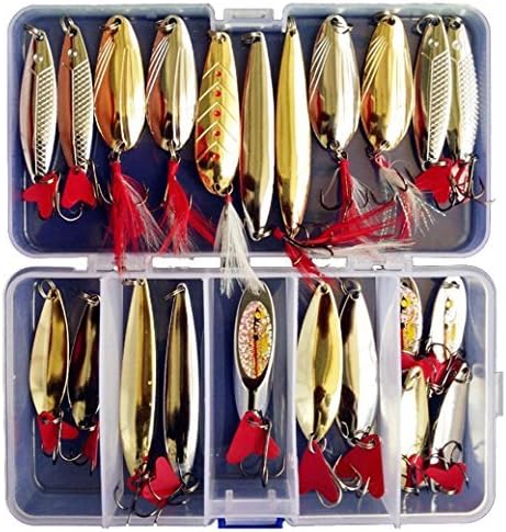 Fishing Lures Metal Spoons Hard Baits 22pcs Set Metal Fishing Lures Spinner Baits Fish Treble Hooks Tackle Salmon Bass