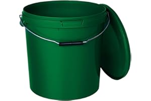 BenBow Seau avec Couvercle 30L Vert 1x 30 litres - Compatible Alimentaire Stable hermétique étanche Neutre en Odeur - récipient en Plastique avec poignée en métal - résistante aux Fissures - Vide