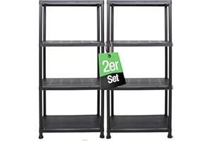 ONDIS24 Schwerlastregal, 2er Set, Kellerregal, Lagerregal, Steckregal, 135 x 60 x 30 cm, jeweils bis 80 kg belastbar und 4 Ablagen