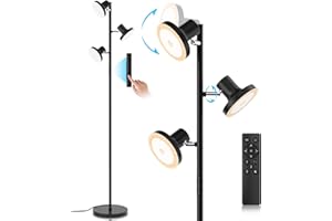 SIBRILLE Lampadaire LED Dimmable 36 W 2500 lm Avec Télécommande & Contrôle Tactile, 4 Températures de Couleur, 3 Lampes Réglable LED pour Salon, Chambre et bureau