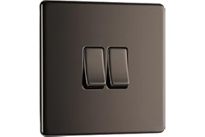 BRITISH GENERAL BG Electrical PLAQUE PLATE SANS VIS, DOUBLE INTERRUPTEUR, NICKEL NOIR, 16AX, 2 VOIES