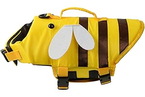 FENYTAY Dog Life Vest Jackets Bee, Dog Jacket Adjustable, XXS-L Swimsuit For Swimming Pool, Pets Life Saver Jackets Floating Costume Suit Breathable Pet Swimmings Safety Vests, Waterproof Lifes Saver