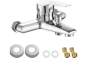 XZMCAT Mezclador de Bañera, Kit de Grifo de Bañera, Mezclador Monomando de Bañera con 2 Salidas de Agua, Grifo de Agua Caliente/Fría, Montaje en Pared para Baño y Bañera, Salida de Ducha de 1/2 Pulgada