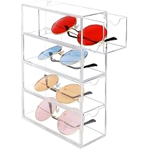 Boîte à Lunettes Acrylique Transparente – 4 Tiroirs, Rangement Lunettes, Bijoux, Maquillage