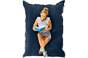 Green Bean© Worek fasoli XXL 140x180cm 380 Litrów dla Dzieci i Doros?ych Wype?nienie Koralikami EPS - Du?a Poduszka na Zewn?trz Nadaj?ca si? do Prania Wodoodporna Poduszka Pod?ogowa Granatowy