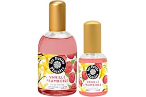 Les Petits Plaisirs – Lot Eau de Toilette Vanille Framboise 110 ml + 30 ml, Pétillant, gourmand et fruité, Parfum femme, Coffret cadeau, Made in France, 110ml, 30ml
