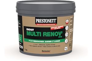 Enduit Lissage et Rebouchage 3 en 1 PRESTONETT MULTI RENOV en Pâte en Pot 1 KG pour Intérieur et Extérieur idéal Cuisine et salle de Bain
