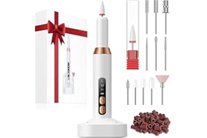 COOLSWAN Torno para Uñas Profesional, 12 en 1 Torno para Uñas, lima eléctrica de 30 000 rpm, velocidad ajustable,Potente Kit de Manicura y Pedicura Eléctrico para Salón DIY Principiantes Mujeres Niñas