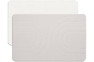 Feilifan Stone - Tapete de tierra de diatomeas, tapete de ducha de diatomita de secado rápido, tapete de piedra súper absorbente para baño, cocina, fácil de limpiar (23.5 x 15 x 0.4 pulgadas, blanco)