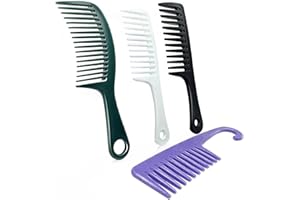 Kinretixia® 4-teiliges Haarkamm- und Bürstenset, breiter Zahnkamm, Entwirrungskamm für lockiges, nasses oder trockenes Haar aller Art, kratzt nicht an der Kopfhaut