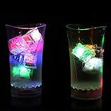 24Pcs Ice Cube LED Lights Drink Lights Resuable Glowing Ice Cube Colour Changing Multicolor Light Water Activated Light Up Flashing Ice Cubes for Drinks Wedding Festival Bar Wine Glass Decoration