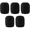 OUDQFCJ Lot de 5 Bonnets Anti-Poussière et Antibactériens pour Microphone, Mousse de Protection Élastique et Extensible, Pare-Pop pour Micro à Main, Idéal pour KTV et Activités Extérieures (Noir)