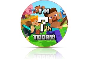 XHEANXU I'm 7 Today 7th Birthday Badge Boy, Happy Birthday Presents For Boys I'm 7 Today, Age 7 Boys Badges Mine-Crafting Gaming Pin, 58mm Party Button Badge Mine Crafts Gamer Gifts For Girls Teens