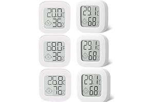 Funmo 6 pack of thermometer hygrometer,Mini digitales Thermometer Hygrometer mit Luftkomfort-Symbol -Hochgenauer temperatursensor für Gewächshausautos, Garten，Home, Office(Weiß) (6)