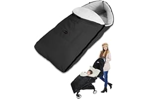 Kyowoll Sacco Nanna Invernale Impermeabile per Passeggino - Sacchi Termici Coperta per Passeggini Carrozzine Accessori in Velluto Ispessita e Calda per Bambini da 0 a 6 Anni (Nero)