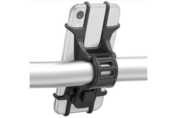 ISIYINER Support Téléphone Vélo Universel Silicone Porte-Téléphone de Vélo pour iPhone Samsung Huawei et 4.5-7.0 Pouces Smartphones Idéal pour Montagne Vélo Moto Poussette et Golf Trolley Noir