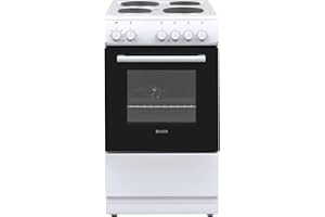 Haden HES50W Electric Cooker – Freestanding 52 Litre Cooker with 4 Solid Plate Rings - Single Cavity Oven - 50cm, White