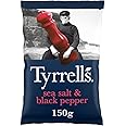 Tyrrells Crisps SEA SALT & BLACK PEPPER Sharing Crisps 150g Bag - Hand-cooked & spun for an exquisite fresh taste. No artificial flavour, colours or MSG