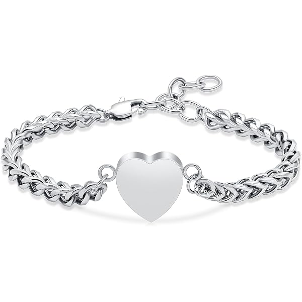 Bracciale Portaceneri A Cuore In Acciaio Inox 316L – Urna Commemorativa Regolabile Con Incisione 'Always In My Heart' – Gioiello Ricordo Per Ceneri O Capelli - 2