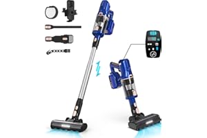 ‎YISORA YISORA V12 33KPA/300W/55Min Staubsauger，Einzigartiger linearer Zyklon Akku Staubsauger,Staubsauger Kabellos beutellos mit Touchscreen und Abnehmbarer Akku für alle Arten von Teppichen, Hartboden