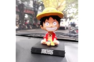 ZKTSRY One Piece Bobbleheads Anime Rufy Action Figure, supporto per telefono che scuote la testa, decorazione per cruscotto auto, classici personaggi anime per casa, auto, scrivania e computer (LUFFY)
